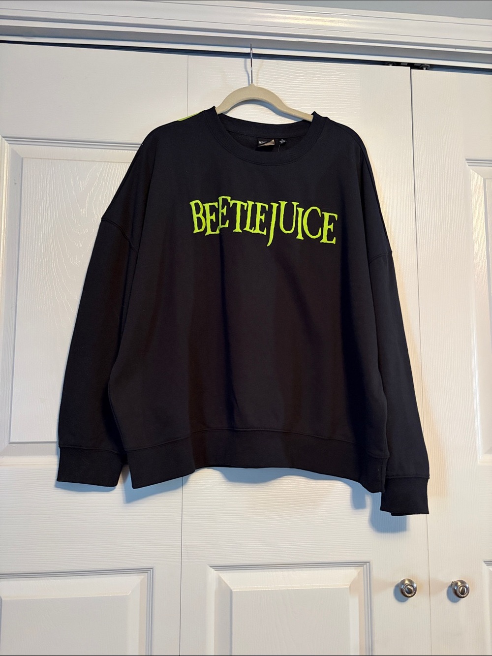 Beetlejuice Graphic Crewneck Sweater - Black/Neon Green